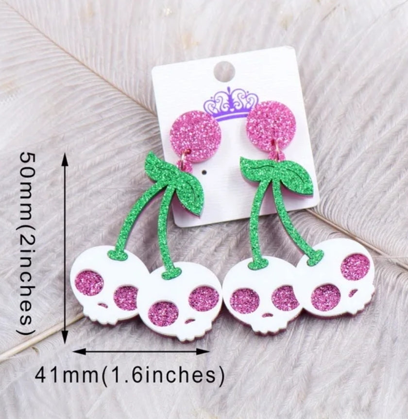 Pink Skull Inspired Earrings