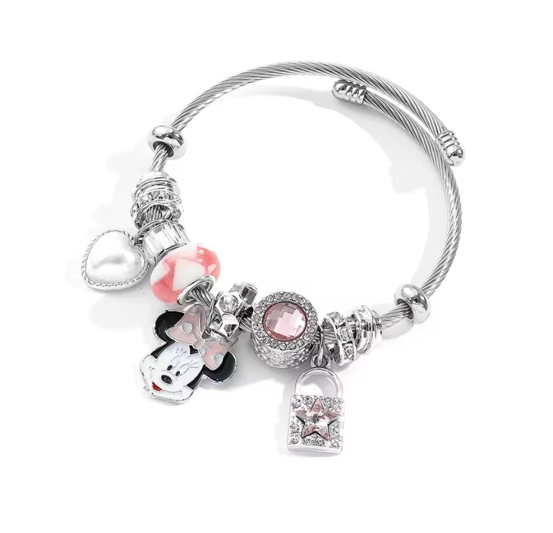 Disney Minnie & Mickey Mouse Pandora inspired charm bracelet