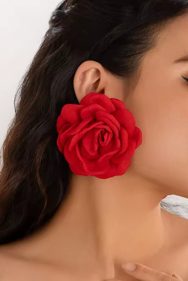 Flower Shaped Fabric Earrings