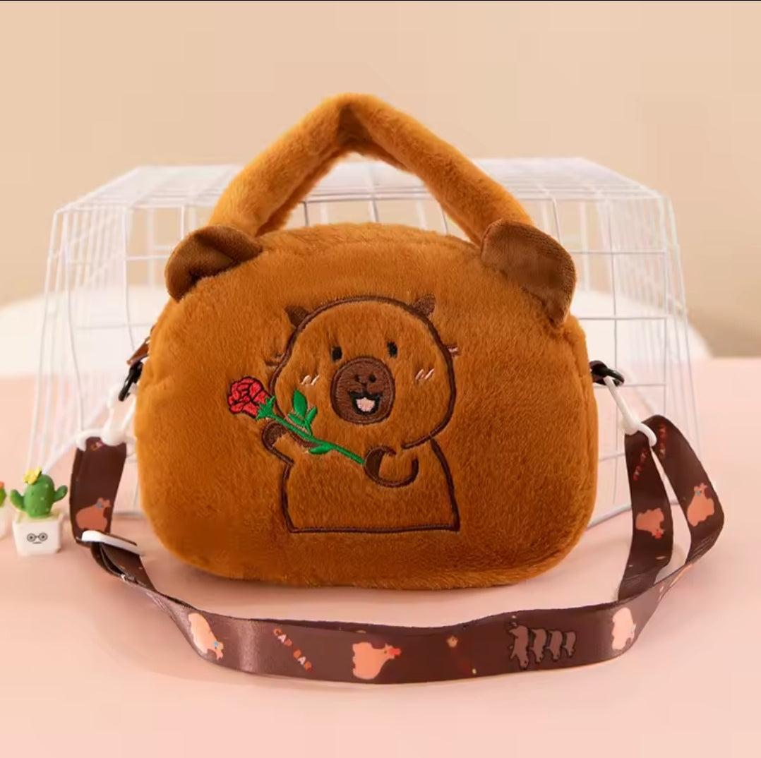 Capybara plush kid's bag with shoulder strap