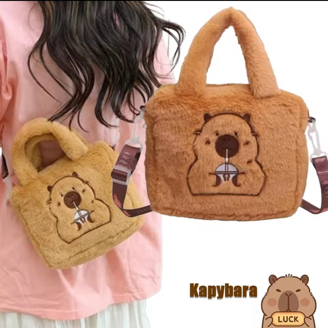 Capybara plush kid's bag with shoulder strap