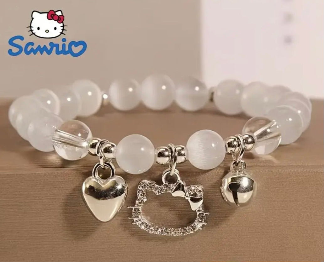 Hello Kitty rhinestone and pearl bracelet