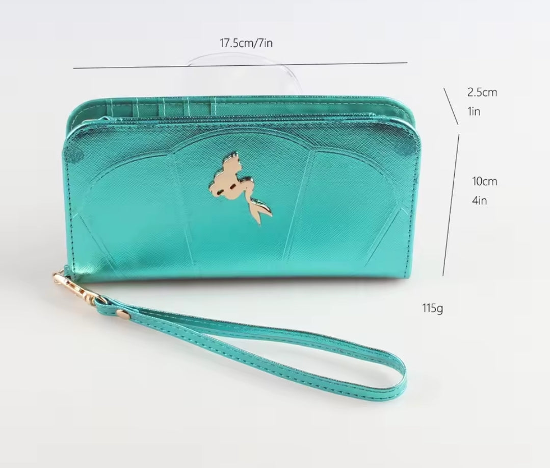Little Mermaid Turquoise Wristlet Wallet
