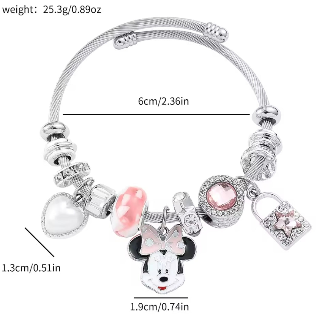 Disney Minnie & Mickey Mouse Pandora inspired charm bracelet