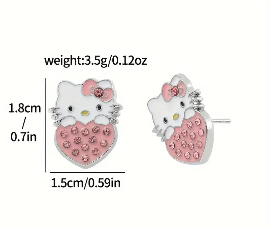 Hello Kitty Pink Rhinestone Earrings