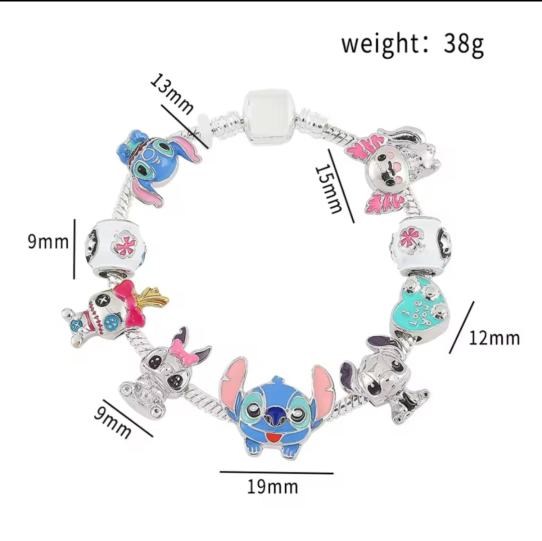 Pulsera con abalorios de Stitch y sus amigos