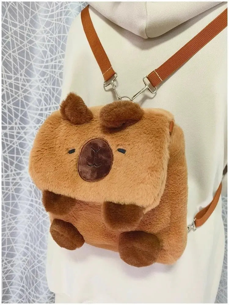 Kawaii Plush Capybara Crossbody Bag Backpack Shoulder Bag Purses