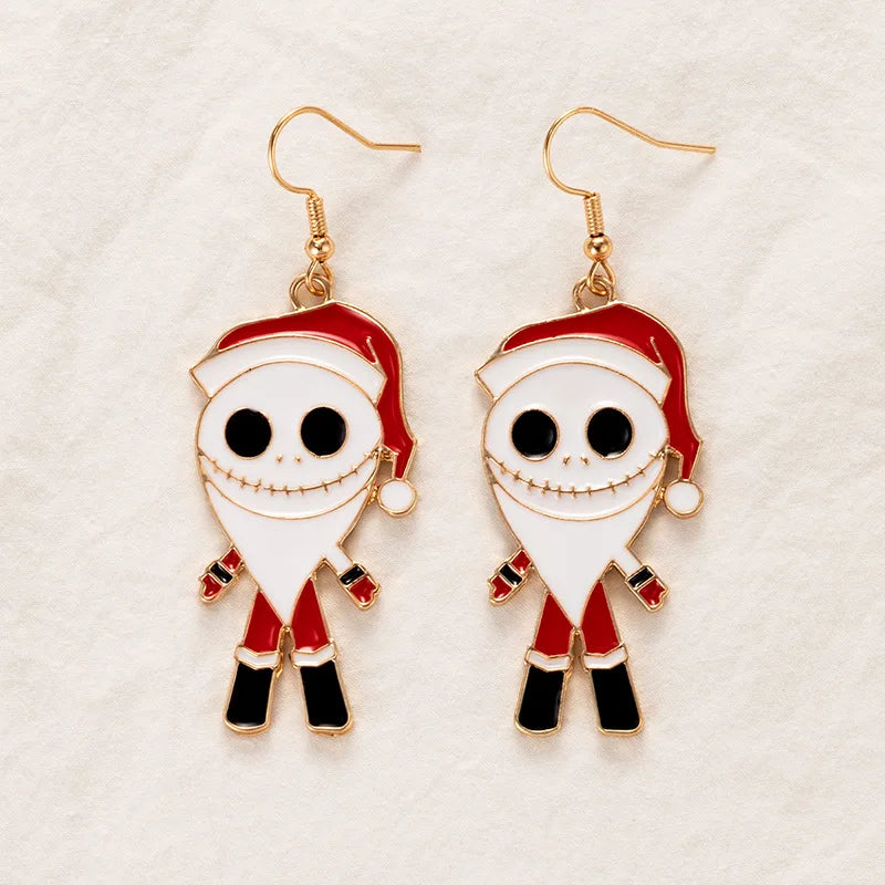 New Halloween Nightmare Christmas Skull Skellington Dangle Earrings