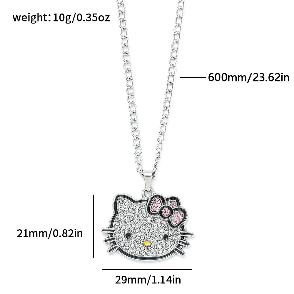 Sanrio Alloy Rhinestone Crystals Hello Kitty Necklace