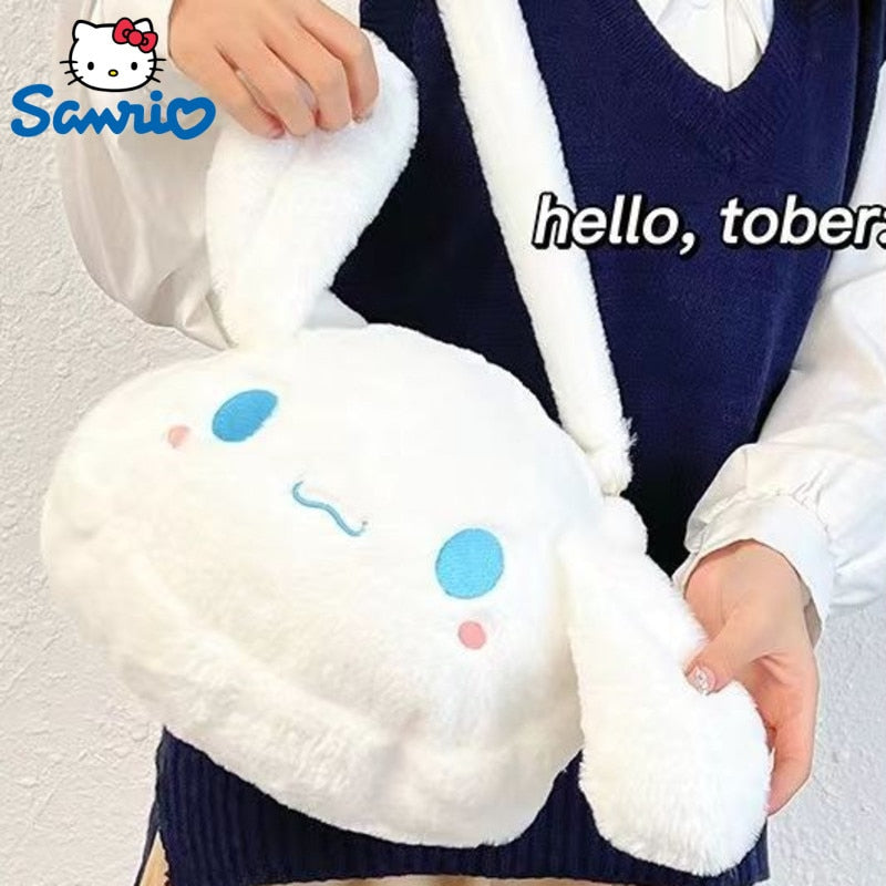 Sanrio Melody Cinnamoroll Kuromi 3D Stere Fluffy  Fur Crossbody Bag