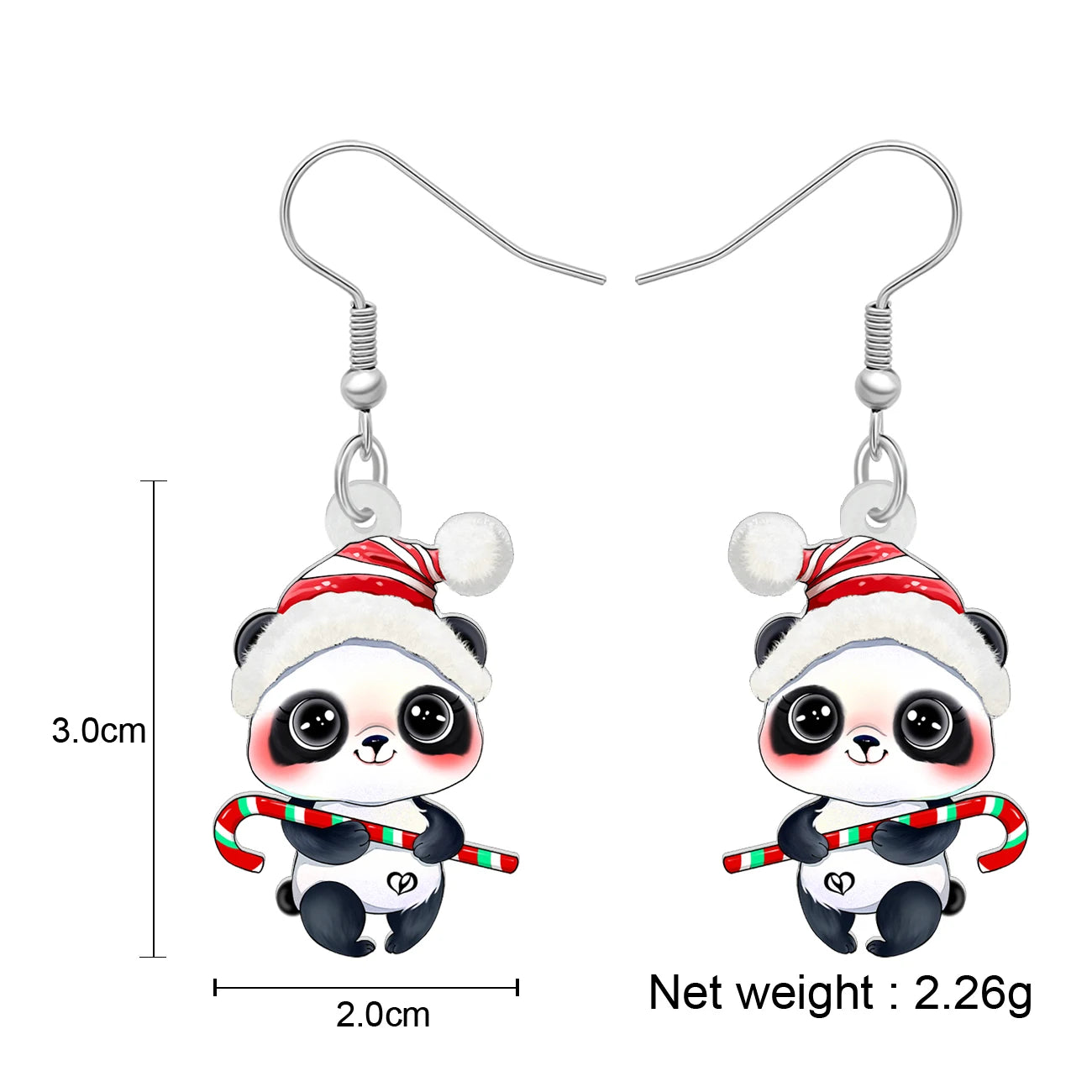 Christmas Panda Dangle Drop Earrings