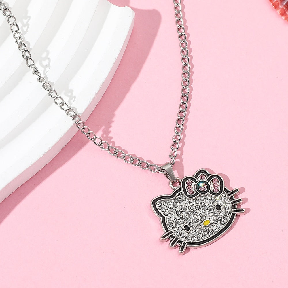 Sanrio Alloy Rhinestone Crystals Hello Kitty Necklace