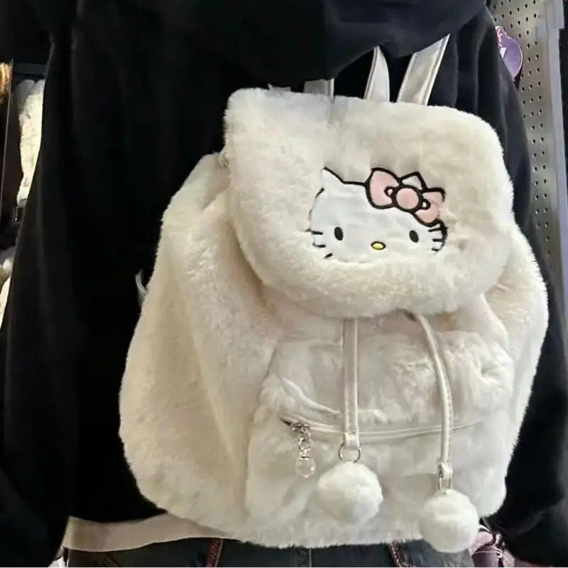 Sanrio Kuromi Backpack Y2K Hello Kitty Plush Schoolbag My Melody Pochacco Backpack