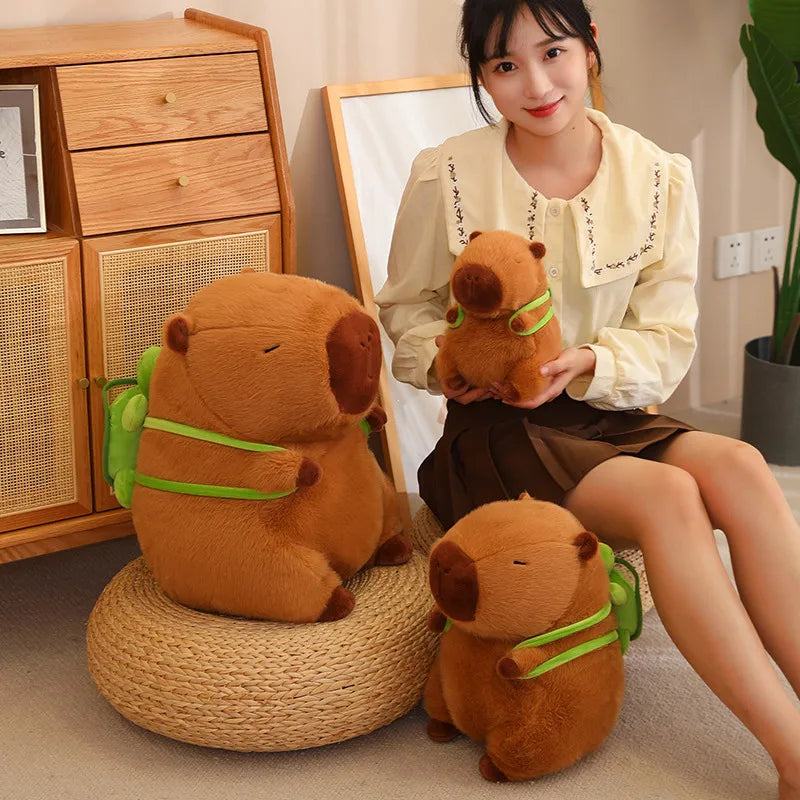 Fluffy Capybara Plush Doll Kawaii Capybara With Tortoise Stuffed Toy