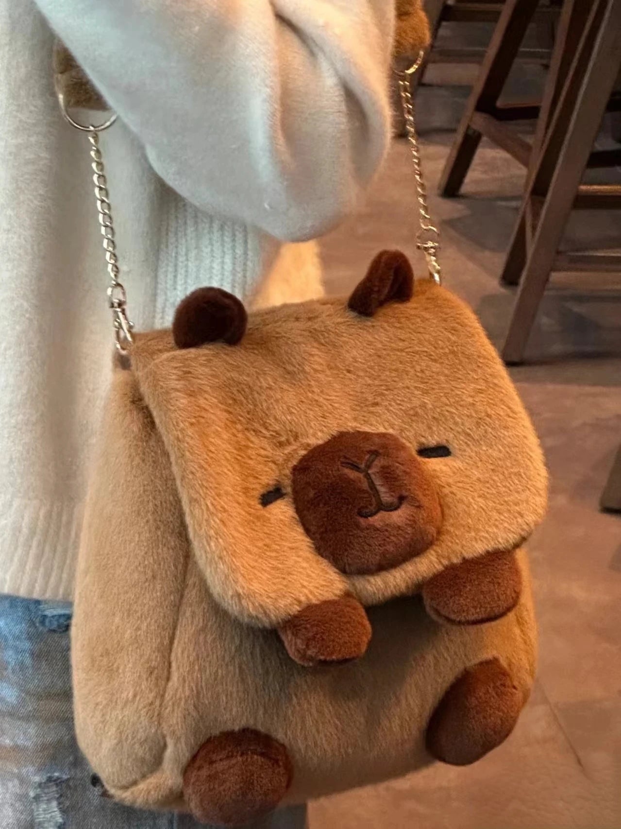 Kawaii Plush Capybara Crossbody Bag Backpack Shoulder Bag Purses