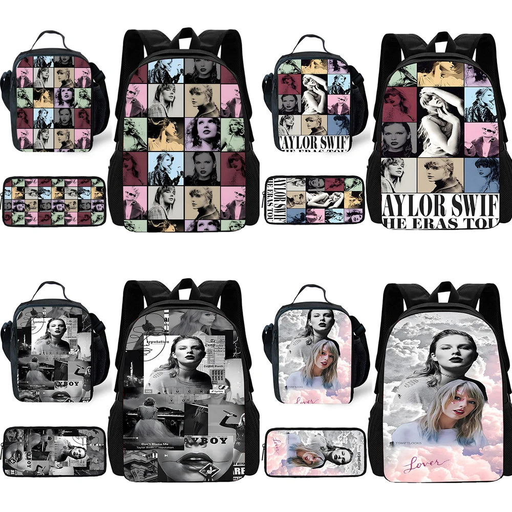 Hot Singer Child School Backpack T-Taylors with Lunch Bags Pencil Bags School Bags for Boys S-Swifts Girls Best Gift