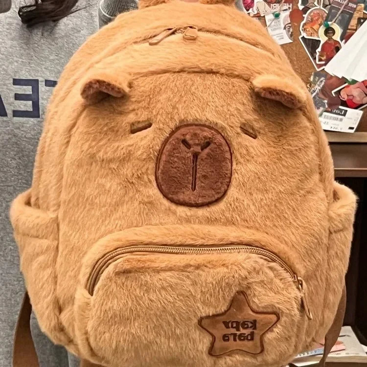 Capybara Kawaii Plush Large Capacity Backpack