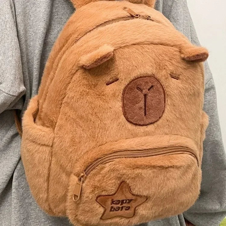 Capybara Kawaii Plush Large Capacity Backpack