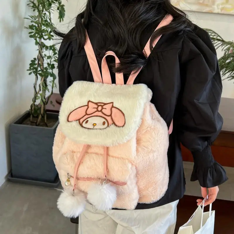 Sanrio Kuromi Backpack Y2K Hello Kitty Plush Schoolbag My Melody Pochacco Backpack