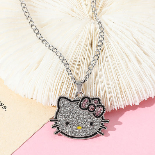 Sanrio Alloy Rhinestone Crystals Hello Kitty Necklace