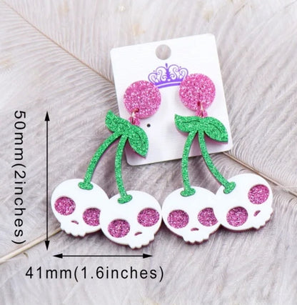 Pink Skull Inspired Earrings
