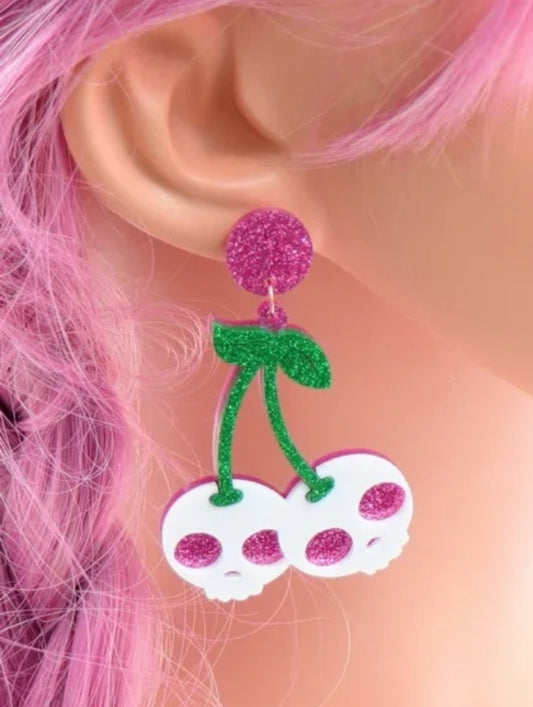 Pink Skull Inspired Earrings