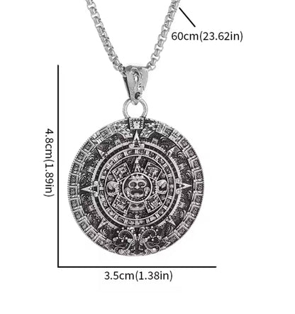 Aztec calendar necklace