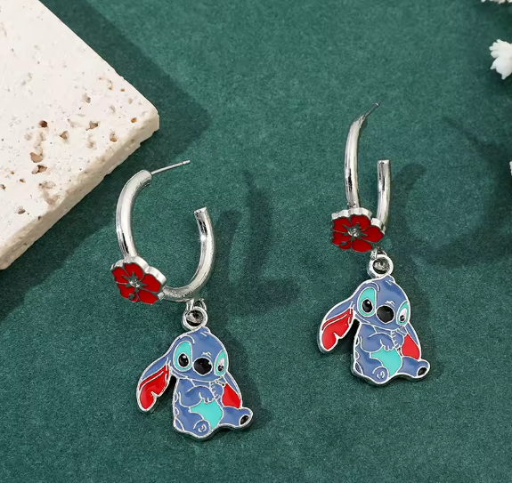 Disney Lilo And Stitch Hoop Earring New Classic Anime Character Enamel Drop Earrings