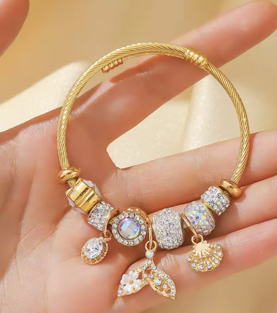 1PC Mermaid Tail Fashion Women's Stainless Steel Multi Element Accessory Bracelet