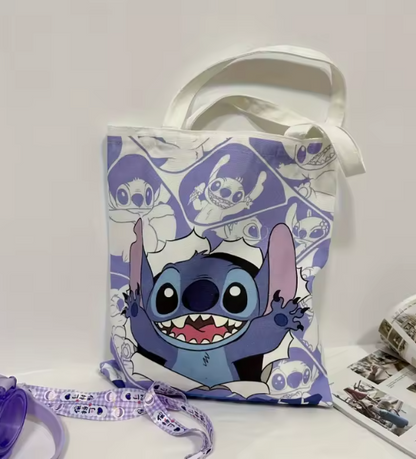 Disney Stitch Print Tote Bag, Large Capacity Shoulder Bag, Women's Casual Handbag for Work School Shopping