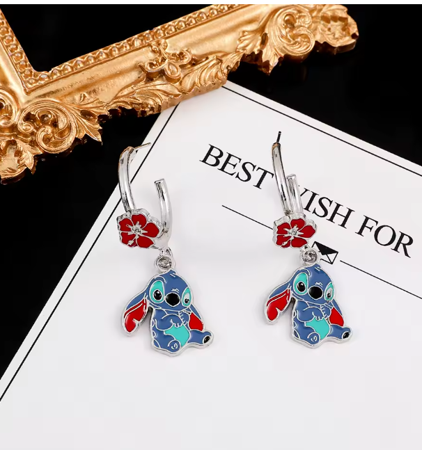 Disney Lilo And Stitch Hoop Earring New Classic Anime Character Enamel Drop Earrings