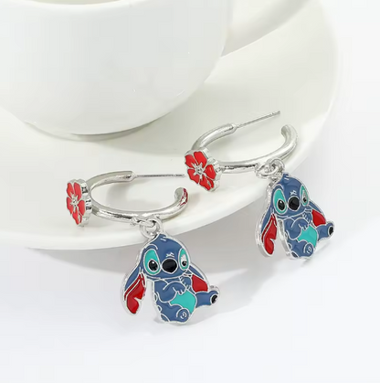Disney Lilo And Stitch Hoop Earring New Classic Anime Character Enamel Drop Earrings