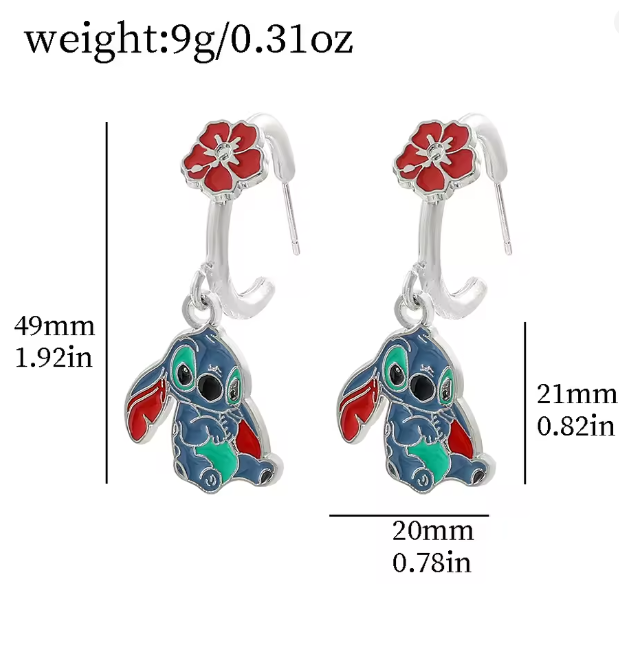 Disney Lilo And Stitch Hoop Earring New Classic Anime Character Enamel Drop Earrings