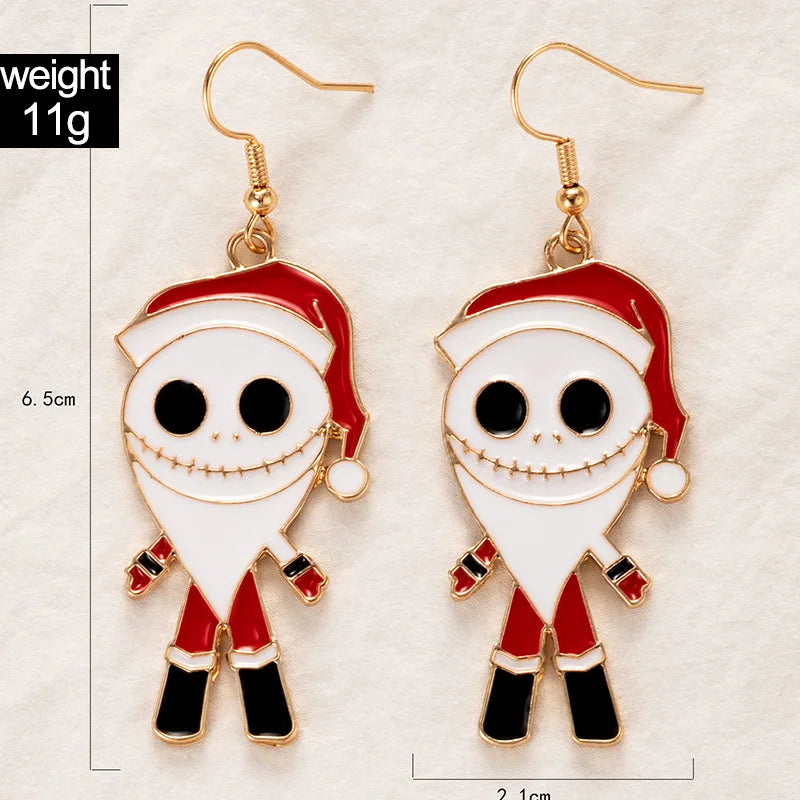 New Halloween Nightmare Christmas Skull Skellington Dangle Earrings