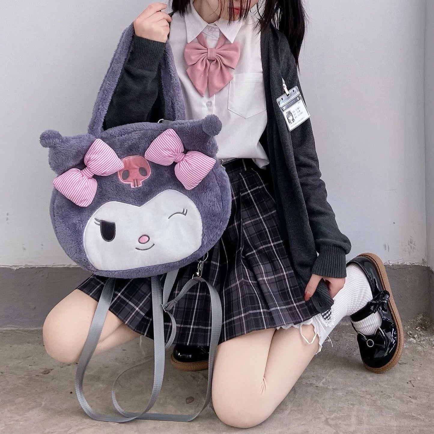 Sanrio Kuromi Cute Crossbody Backpack Plush Bag with Large Capacity