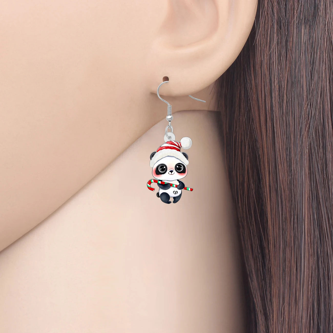 Christmas Panda Dangle Drop Earrings