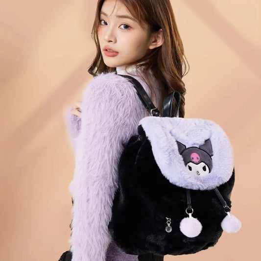 Sanrio Kuromi Backpack Y2K Hello Kitty Plush Schoolbag My Melody Pochacco Backpack