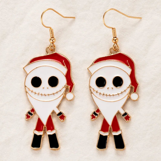 New Halloween Nightmare Christmas Skull Skellington Dangle Earrings