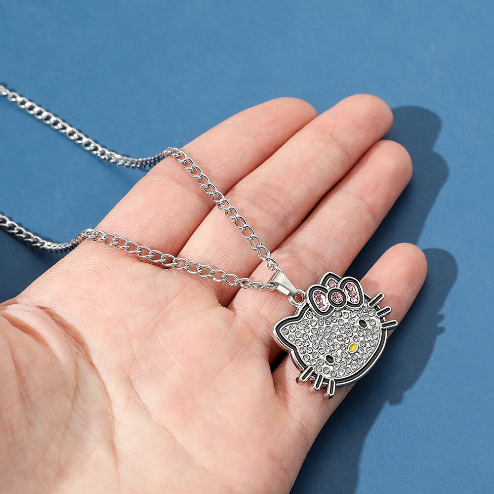 Sanrio Alloy Rhinestone Crystals Hello Kitty Necklace