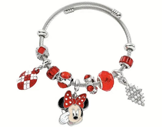 Disney Minnie & Mickey Mouse Pandora inspired charm bracelet