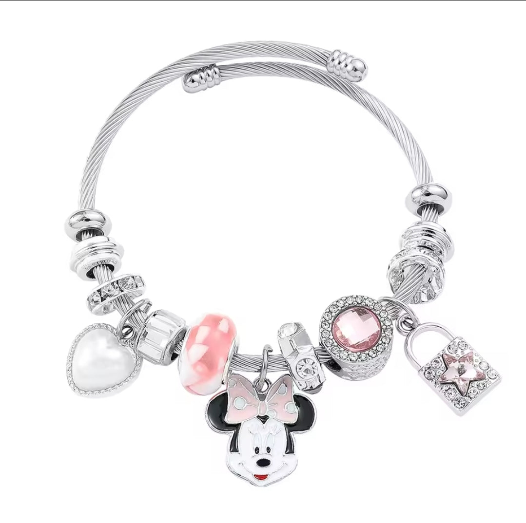 Disney Minnie & Mickey Mouse Pandora inspired charm bracelet