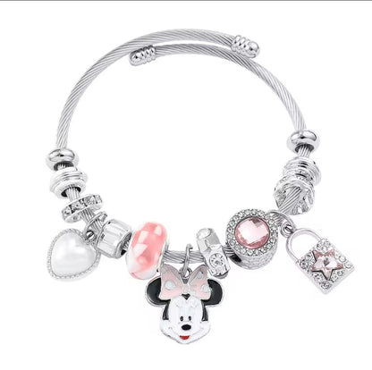 Disney Minnie & Mickey Mouse Pandora inspired charm bracelet