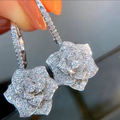 Rhinestone Rose Earrings