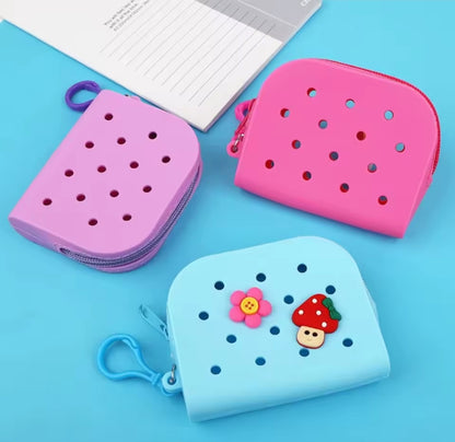 Purple Croc inspired holes coin purse