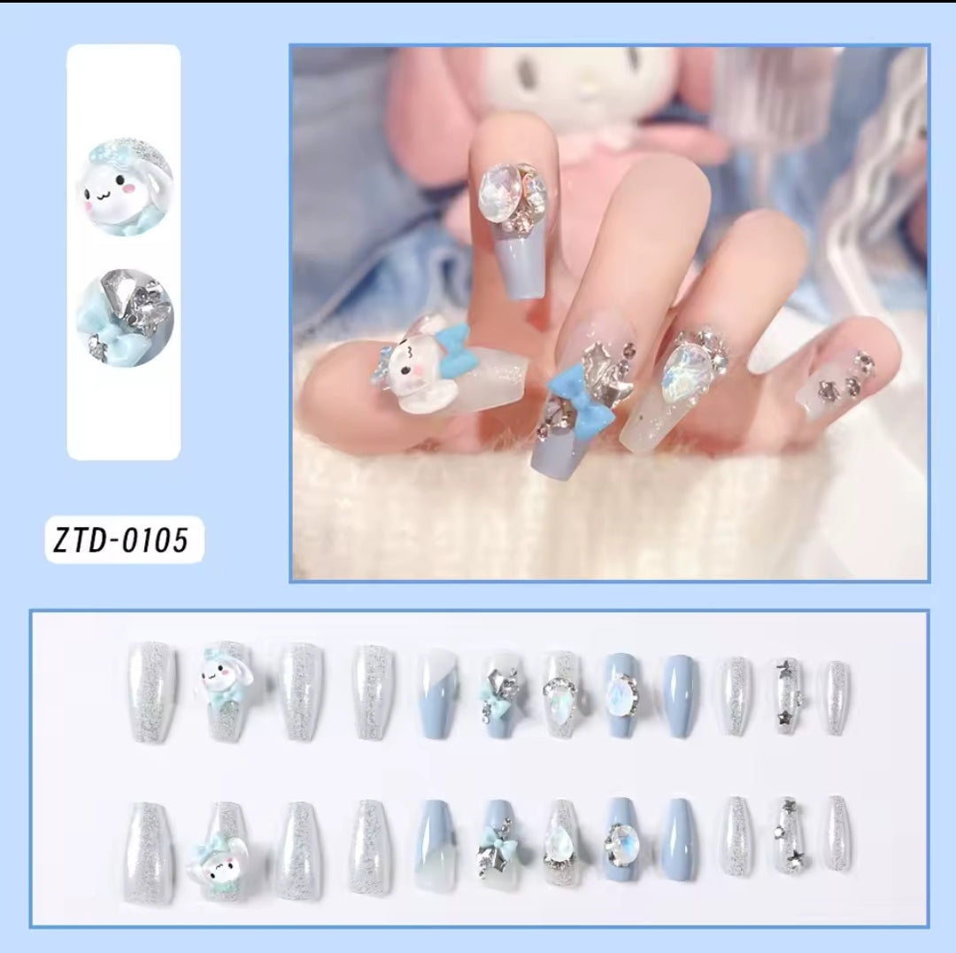 Cinnamaroll charm press on nail sets