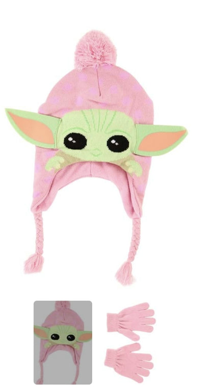 Baby Yoda Grogu floppy ears hat and glove set