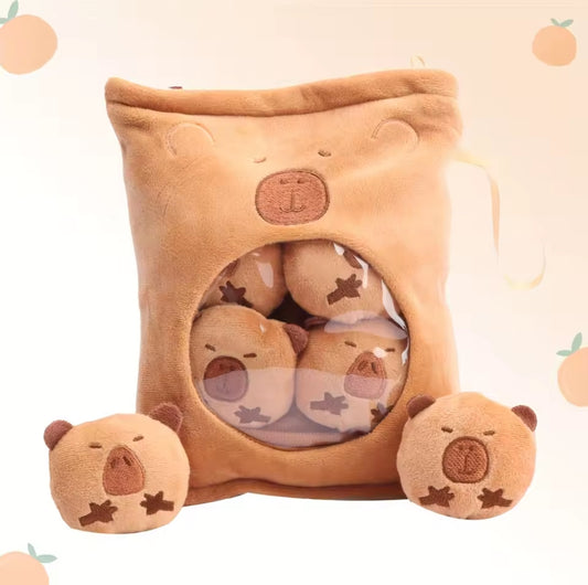 Kawaii Capybara bag with Mini Capy Plushies