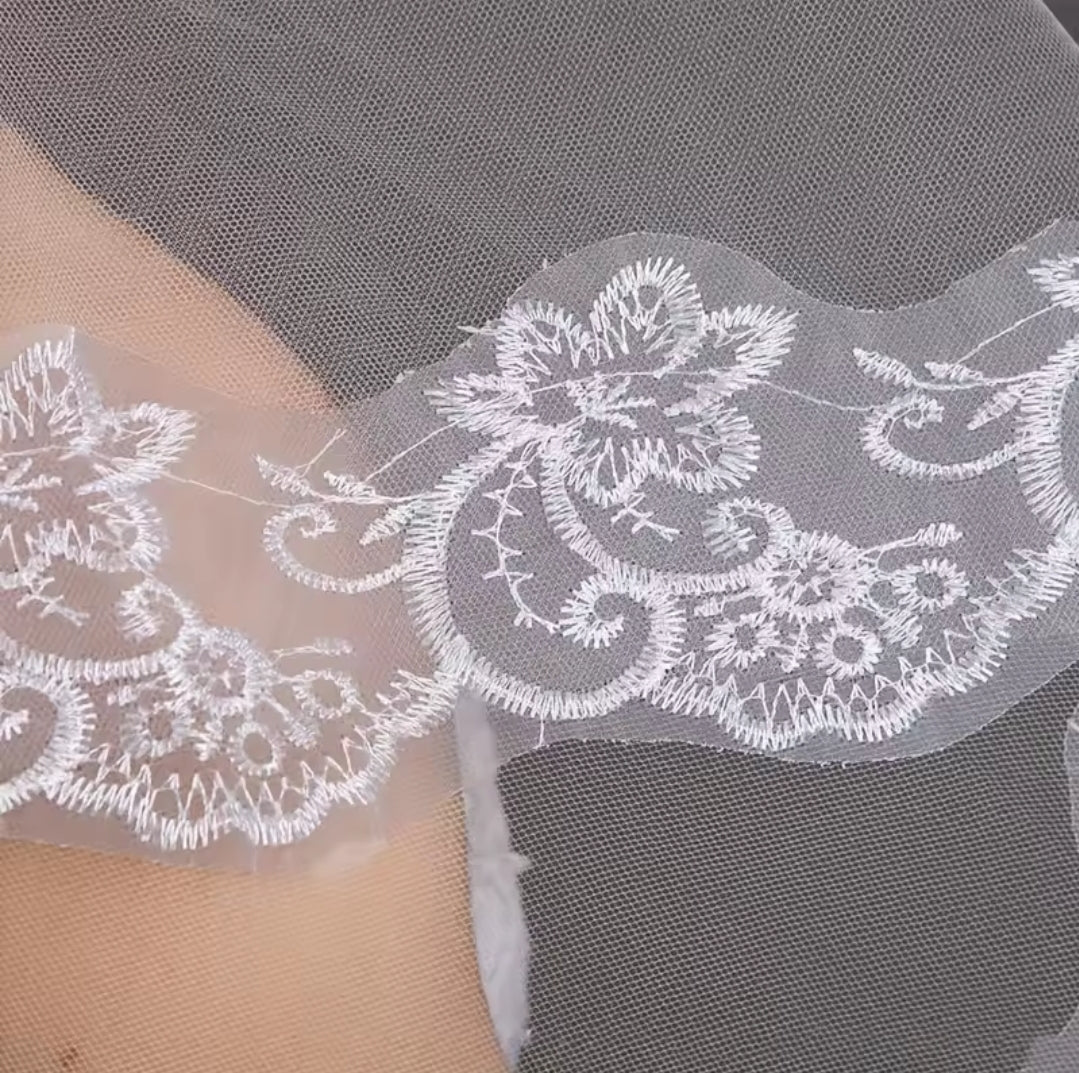 Beautiful embroided long veil