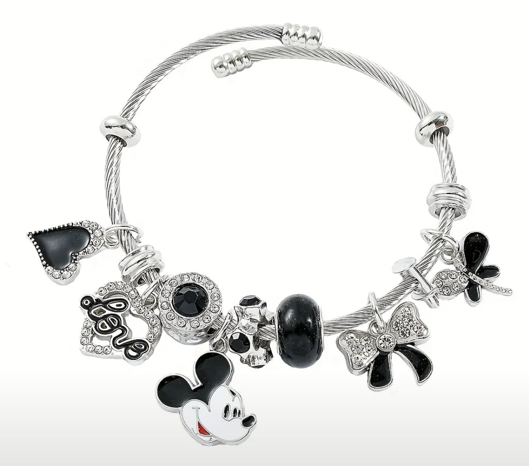 Disney Minnie & Mickey Mouse Pandora inspired charm bracelet