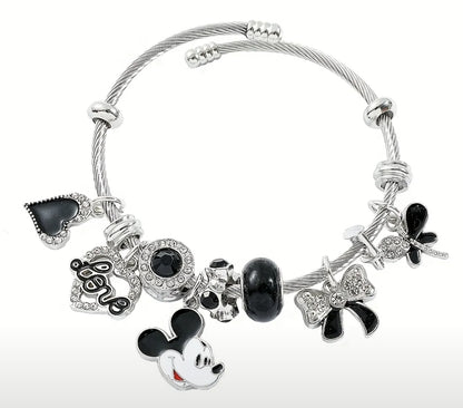 Disney Minnie & Mickey Mouse Pandora inspired charm bracelet